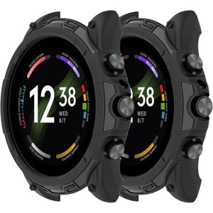 Compatible for Fossil Gen 6 42MM 44MM Case Protective Bumper Cover Case for Fossil Gen 6 Smartwatch Accessories (Gen 6 44MM, Black&Black)
