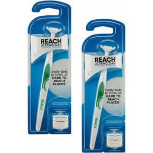 REACH Ultraclean Access Flosser + 8 Refill Dental Flosser Heads, Oral Care and Hygiene (Pack of 2)