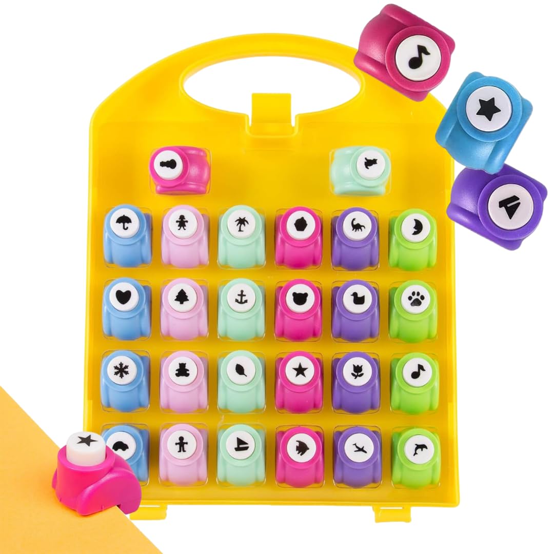 Buy now Scrapbook Paper Punch 26pc Mini Paper Hole Punchers w Case - All Different Crafting Designs Hole Punch for Greeting Cards, Scrapbooking, Arts & Crafts, Projects for Kid & Adults, Summer Camp, Gifts at indiglob india