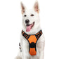 Eagloo Dog Harness for Large Dogs, No Pull Service Vest with Reflective Strips and Control Handle, Adjustable and Comfortable for Walking, No Choke Pet Harness with 2 Metal Rings, Orange, L