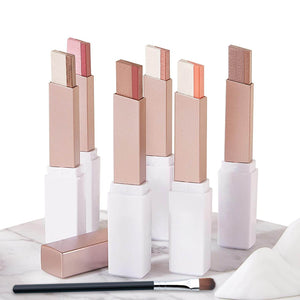 12 Colors Eyeshadow Stick, Double Colors Eye Shadow Stick, Glitter Shimmer Waterproof Gradient Eyeshadow Makeup Stick with Brush, Eyeshadow Brushing Eye Makeup for Eye makeup lovers, 6 Pack - My Store