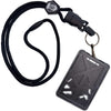 Specialist ID Vertical Top Load Three Card Badge Holder - Hard Plastic with Heavy Duty Breakaway Lanyard w Quick Release Metal Clip & Key Ring (One Holder / 3 Cards Inside) (Black) - Black