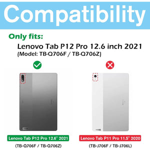 ProCase for Lenovo Tab P12 Pro Case with Pen Holder 12.6 Inch 2021 Release TB-Q706F TB-Q706Z, Shockproof Protective Cases Tri-fold Stand Folio Smart Cover for Lenovo Tab P12 Pro 12.6” -Black