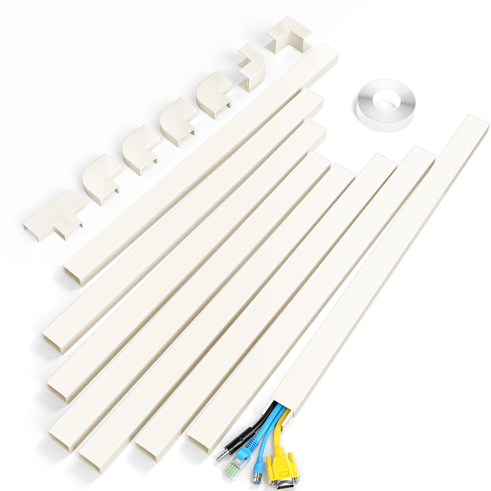 Buy now Yecaye Cord Hider, 113in One-Cord Cable Concealer, Cord Covers for Wires on Wall, Easy Install Cable Management Kit for 2 Small Wires, Cables Raceway Home Office, W0.59in H0.4in, White Large Beige at indiglob india