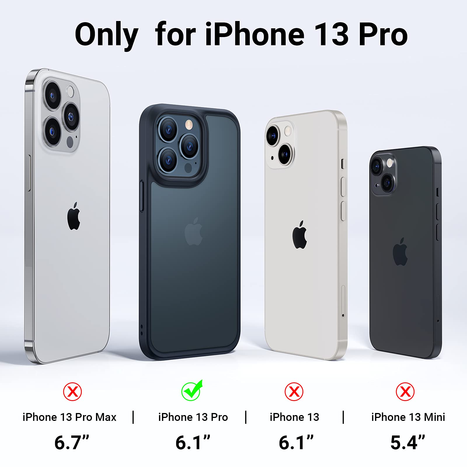 Buy now TORRAS Tough Shockproof for iPhone 13 Pro Case, [Military-Grade Drop Tested] Ultra-Durable Matte Hard PC Back with Soft Silicone Edge Slim Protective for iPhone 13 Pro Phone Case,Translucent Black at indiglob india