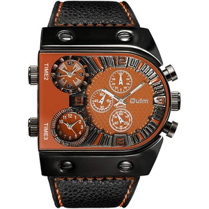 Oulm Men's Steampunk Skeleton Automatic Mechanical Alloy Stainless Steel Leather Watch CH164