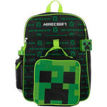 BIOWORLD Boys' Minecraft Creeper Youth 5 Piece Backpack Set, Green, One Size - My Store