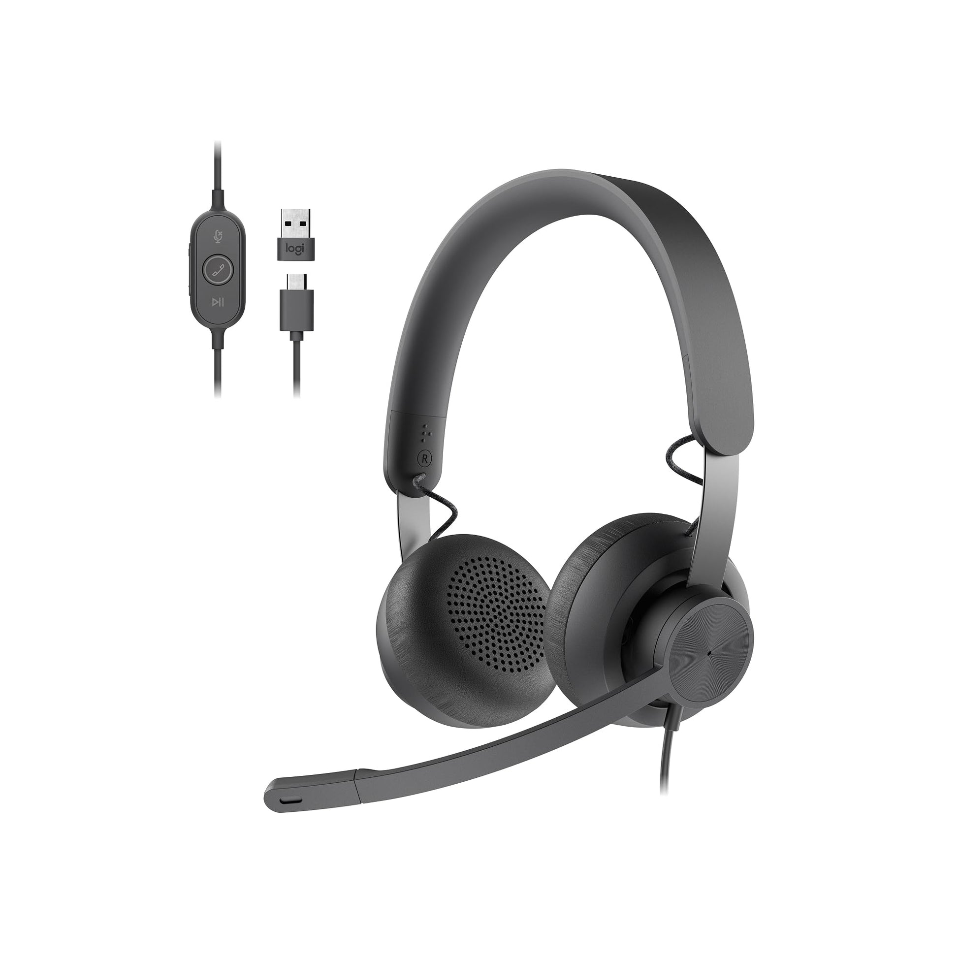 Buy now Logitech Zone 750 Wired On-Ear Headset with Advanced Noise-canceling Microphone, Simple USB-C and Included USB-A Adapter, Plug-and-Play Compatibility for All Devices at indiglob india