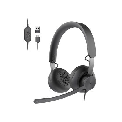 Buy now Logitech Zone 750 Wired On-Ear Headset with Advanced Noise-canceling Microphone, Simple USB-C and Included USB-A Adapter, Plug-and-Play Compatibility for All Devices at indiglob india