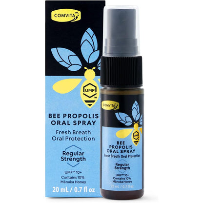 Comvita Bee Propolis Throat Spray - Natural Immune Support, Soothing Mint Flavor with New Zealand UMF 10+ Manuka Honey, Antioxidant, Dietary Supplement - 0.7 fl oz