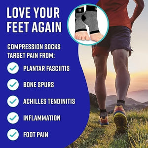 Bitly Plantar Fasciitis Compression Socks for Women & Men - Best Ankle Compression Sleeve, Nano Brace for Everyday Use - Provides Arch Support & Heel Pain Relief (Black, Medium)