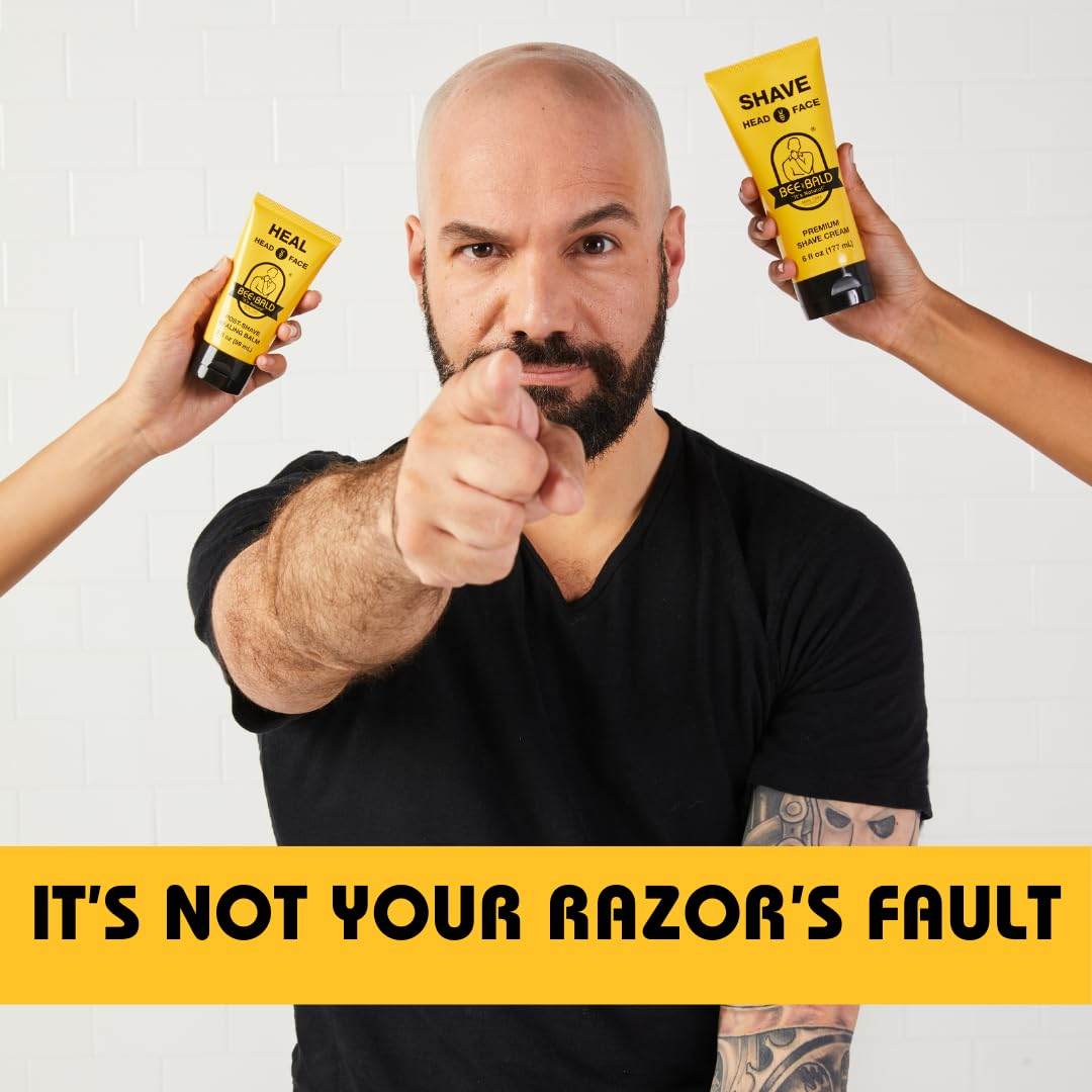 Bee Bald SHAVE Premium Shaving Cream Goes On Light & Slick That's Incredibly Smooth & Quick For Both Face And Head, 6 Fl Oz - My Store