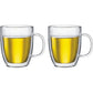 Bodum 10oz Bistro Double Wall Insulated Mug, High-Heat Borosilicate Glass, Set of 2, Clear