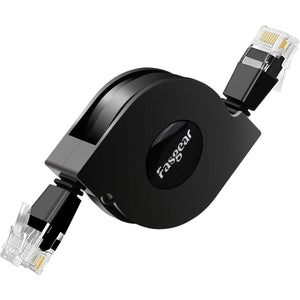 Fasgear Cat6 Ethernet Cable [1 Pack 1m/3ft Black] Adjustable Flat Internet Network LAN Patch Cord High Speed 10Gbps Cat6 Computer Wire with RJ45 Connectors for Modem Router, PC, Mac, Laptop