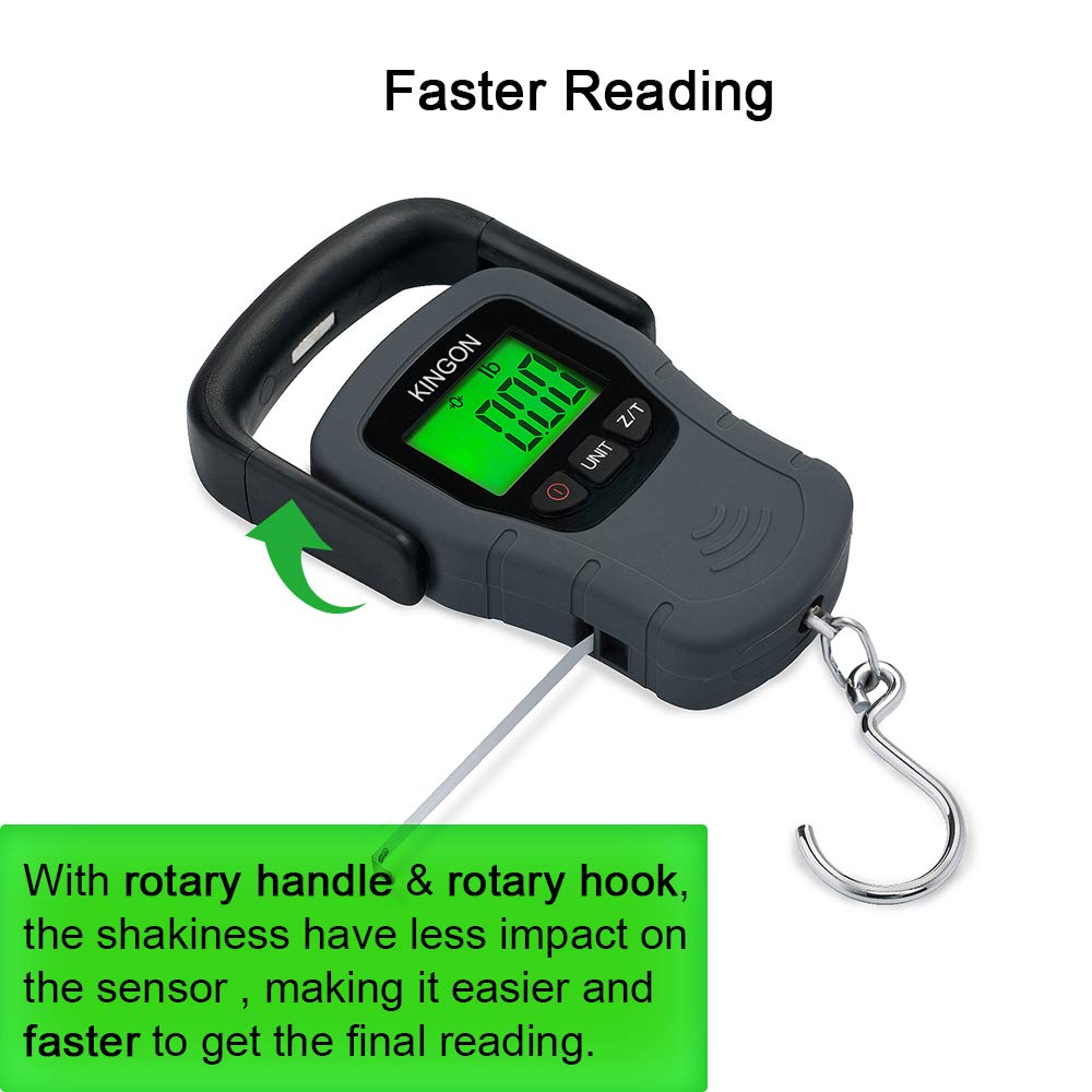 Buy now Digital Hanging Luggage Scale with Comfortable Handle and Large Hook, 110lb/50kg, Backlit Portable Scale for Travel Fishing with Tare/Hold Function, AAA Batteries Included, Grey at indiglob india