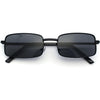 SA106 Mens Retro Vintage Narrow Rectangular Pimp Metal Sunglasses - All Black