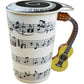 Lavezee Mug Cup With Guitar Handle And Art Musical Notes Holds 15 Oz, Tea Coffee Milk Ceramic Mug Gift For Music Lover