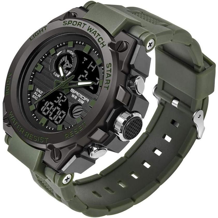 AIMES Mens Watches Sports Outdoor Waterproof Military Watch for Men Tactical Watch Analog Digital Date Alarm Stopwatch Multi-Function Tactics Big Face Wristwatch for Men