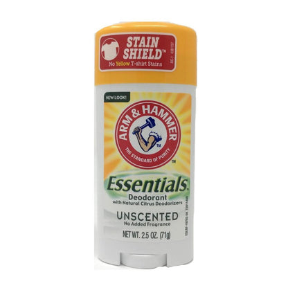 Arm & Hammer Essentials Natural Deodorant, Unscented 2.5 oz (71 g)