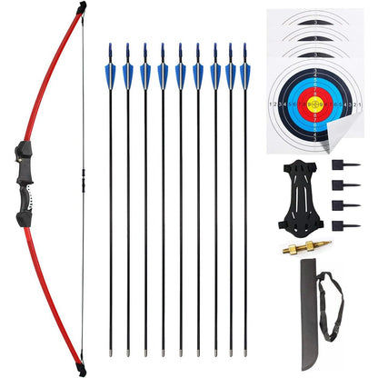 45" Youth Bow and Arrows Set for Kids 8-12 Teens Recurve Archery Beginner Gift Longbow Kit, Outdoor Hunting Play Gift Toys, 9 Arrows, 4 Target Face for Backyard Game Age 12-14 14-16