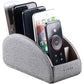All-in-One Leather White TV Remote Holder for Remote Conrtols with 5 Compartments Nightstand Desktop Media Player Remote Caddy Storage Box Organizer Tray for Mobile Office Stationery Phone Controller