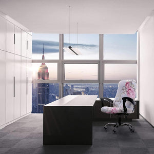 Deisy Dee Computer Office Chair Covers for Stretch Universal Rotating Chair Desk Chairs ONLY Chair Covers (Blue Flower 1, Medium)