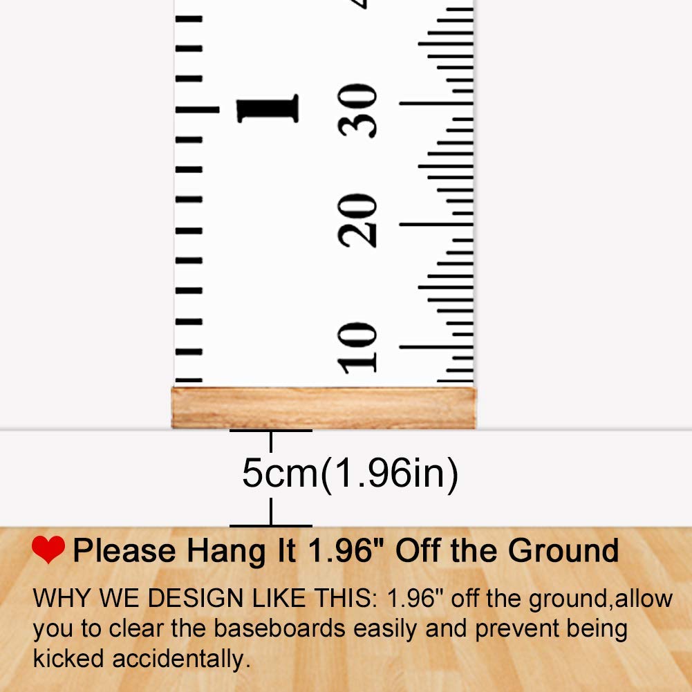 Buy now Mibote Baby Growth Height Chart Handing Ruler Wall Decor for Kids, Canvas Removable Height Growth Chart 79" x 7.9" (Black & White) at indiglob india