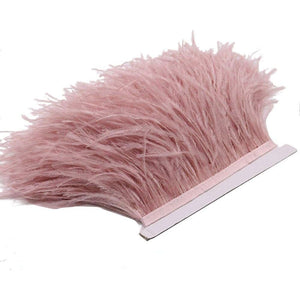 YEQIN 2 Yards Natural & Soft Ostrich Feathers Fringe Trims Ribbon - Used for Dress, Sewing Decoration, Craft Clothing, Boots, Wedding Decoration, DIY, Etc (mistyrose)