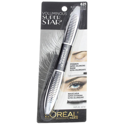 L'Oreal Paris Cosmetics Voluminous Superstar Mascara, Waterproof, Blackest Black, 0.41 Fl. Oz, 1 Count
