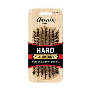 Annie HARD Military Reinforced Boar & Nylon Bristle Wave Hair Brush, 2" x 4" x 1 1/2", Light Brown, Men's Natural Hair Durag Brush