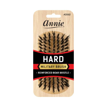 Annie HARD Military Reinforced Boar & Nylon Bristle Wave Hair Brush, 2" x 4" x 1 1/2", Light Brown, Men's Natural Hair Durag Brush