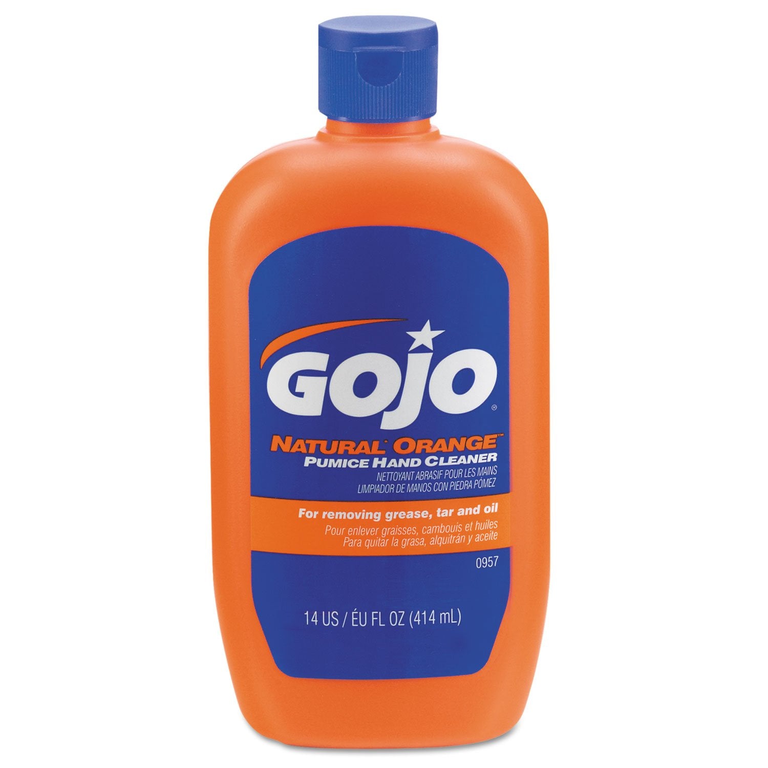 Buy now GOJO 095804 NATURAL ORANGE Pumice Hand Cleaner, Citrus, 0.5 gal Pump Bottle, 4/Carton at indiglob india