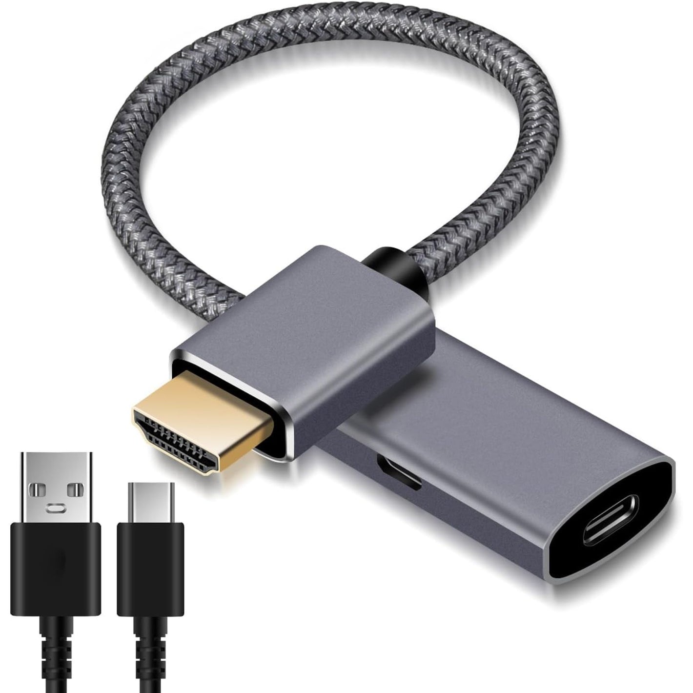 HDMI Male to USB-C Female Cable Adapter with USB C Power Cable,Uni-Directional HDMI (source) to Type C 3.1 (display) Converter,4K 60Hz Thunderbolt 3 Adapter for MacBook Pro,Microsoft Surface,Xreal Air