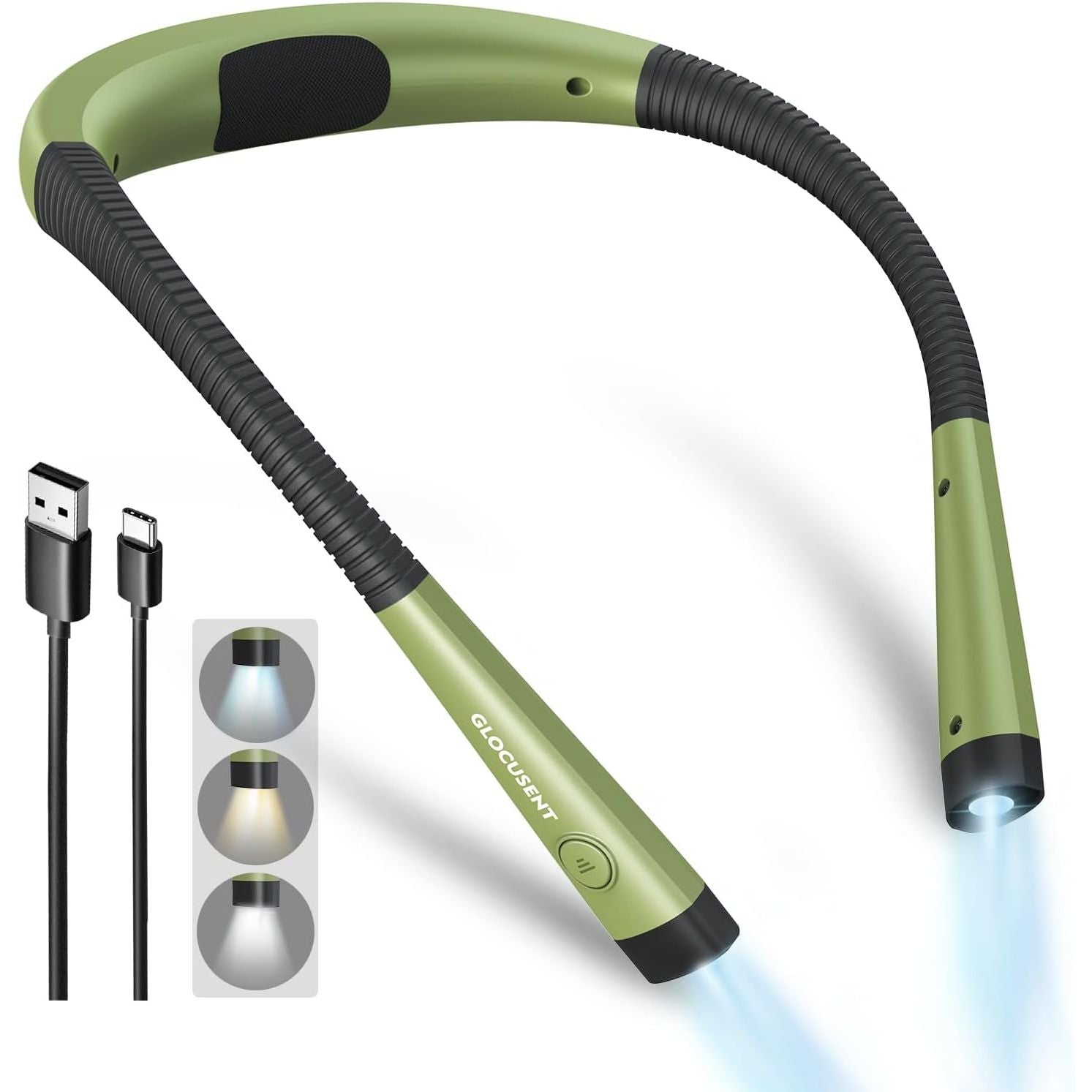 Buy now Glocusent Book Light, 3-Color & 6-Brightness Reading Light, Bendable Neck Light, 80-hr Lasting Rechargeable Lamp, Perfect Book Light for Reading in Bed, Knitting, Camping, Repairing, Book Lovers Gifts Medium Green at indiglob india