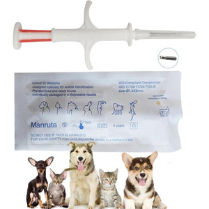 Pet Microchip Kit for Dogs and Cats 5 Pack ISO 11784/5 with 15 ID Numbers (1.4 mm Dia, 8 mm Length Microchip, 15 Gauge)