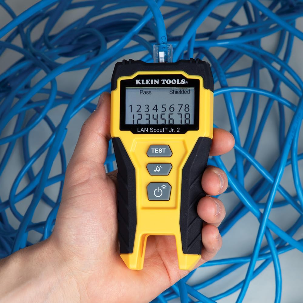 Buy now Klein Tools 80072 RJ45 Cable Tester Kit with LAN Scout Jr. 2, Coax Crimper / Stripper / Cutter Tool and 50-Pack Pass-Thru Modular Data Plugs at indiglob india