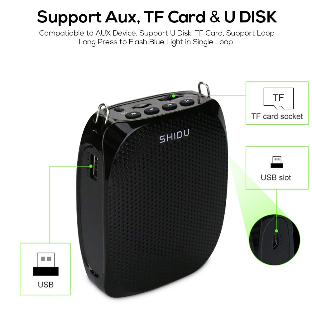 Buy now SHIDU S615 Wireless Voice Amplifier, 10W Portable Mini Amplifier with AUX Connectivity, Rechargeable for Teachers, Tour Guides, Coaches, Yoga Fitness Instructors at indiglob india