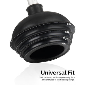 NEIKO 60166A Toilet Plunger with Patented All-Angle Design, Heavy-Duty Toilet Bowl Plunger with Aluminum Handle, Bathroom Necessity, Black, 1-Pack