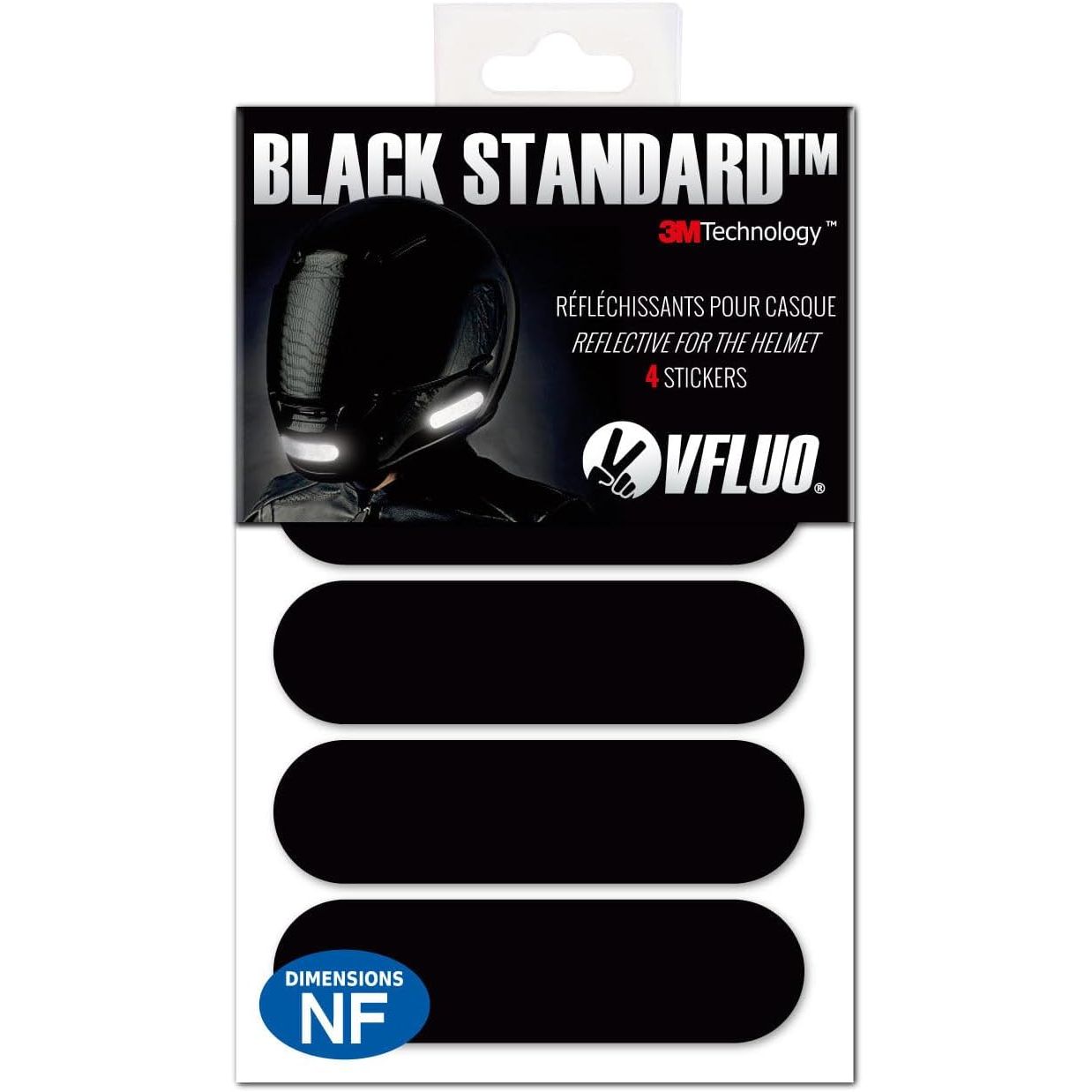VFLUO - Kit 4 Retro Reflective Stripes Stickers for Mortorcyle Helmet - Stickers Approved to FR Dimension - High Visibility, 3M™ Technology - Discreet and design - Maximum Grip