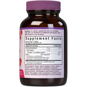 Bluebonnet EarthSweet Methylfolate 400 mcg Cellular Active Coenzyme 5-MTHF L Methyl Folate Supplement - Prenatal & Energy Support* - Non-GMO, Vegan, Gluten-Free - Raspberry - 90 Chewable Tablets
