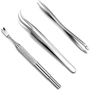 Rypet Tick Remover Tool Set - Stainless Steel Tick Remover Kit for Cats Dogs and Humans(Pack of 3)