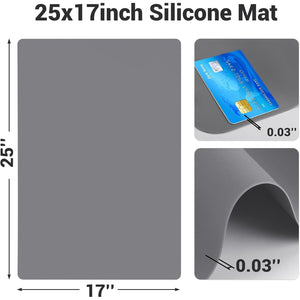 Gartful 25“x17”x0.03“ Silicone Mats for Kitchen Counter, Large Silicone Countertop Protector, Nonskid Heat Resistant Desk Saver Pad, Multipurpose Mat, Placemat, Dark Gray