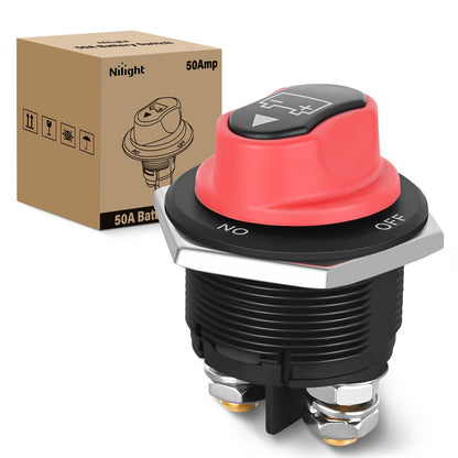 Nilight 1-2-Both-Off Battery Switch, 12V-48V Disconnect Master Cutoff Switches for Marine Boat Car RV ATV UTV Vehicle, Waterproof Heavy Duty Isolator