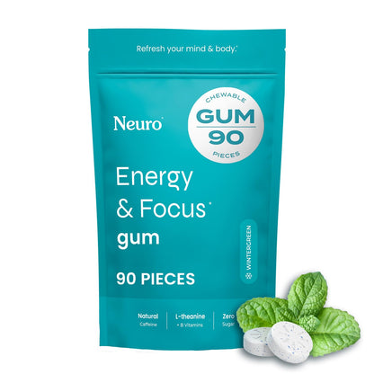 Buy now Neuro Energy & Focus Gum - 40mg Natural Caffeine Gum & Nootropic Energy Supplement with L-Theanine & B Vitamins - Sugar Free, Vegan - Peppermint, 90ct 90 Count (Pack of 1) Wintergreen at indiglob india