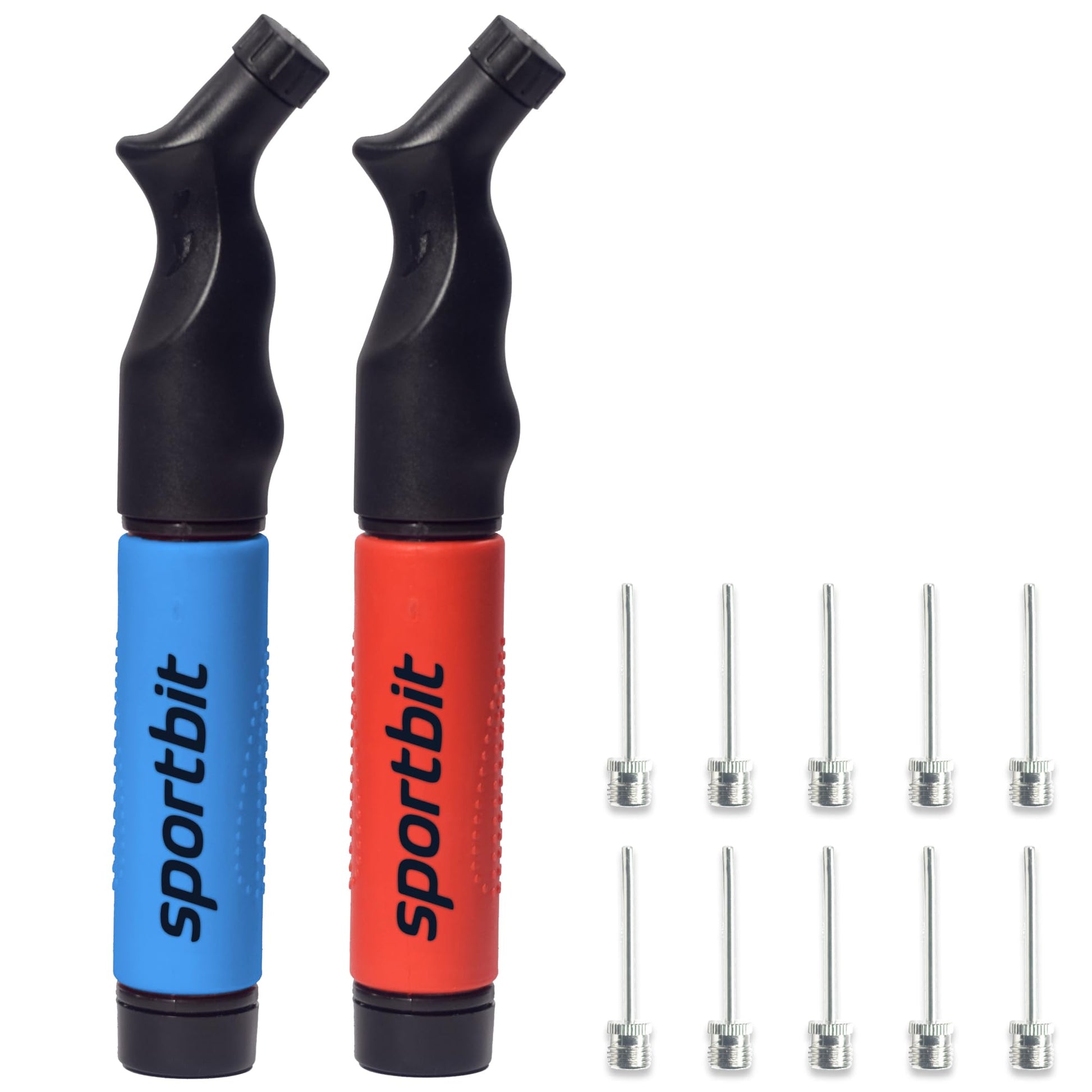 Buy now SPORTBIT Ball Pump for Sports Balls - Push & Pull Inflating System - Hand Pump for All Exercise Balls - Volleyball Pump, Basketball Inflator, Football & Soccer Ball Air Pump - Goes with 5 Needles Set BLUE + RED at indiglob india