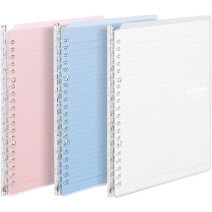 Kokuyo Campus Smart Ring Binders 3 Pack, B5 Light Colors Binder Notebooks, Up to 25 Sheets 26 Holes Slim Binder Folder with 10 Campus Sarasara Loose-leaf Paper Each for Study and Journal, Japan Import