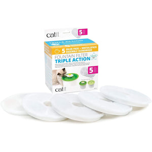Catit Triple Action Replacement Original Water Fountain Filters, 5 Pack – Official Replacement Filters for Catit Cat Drinking Water Fountains