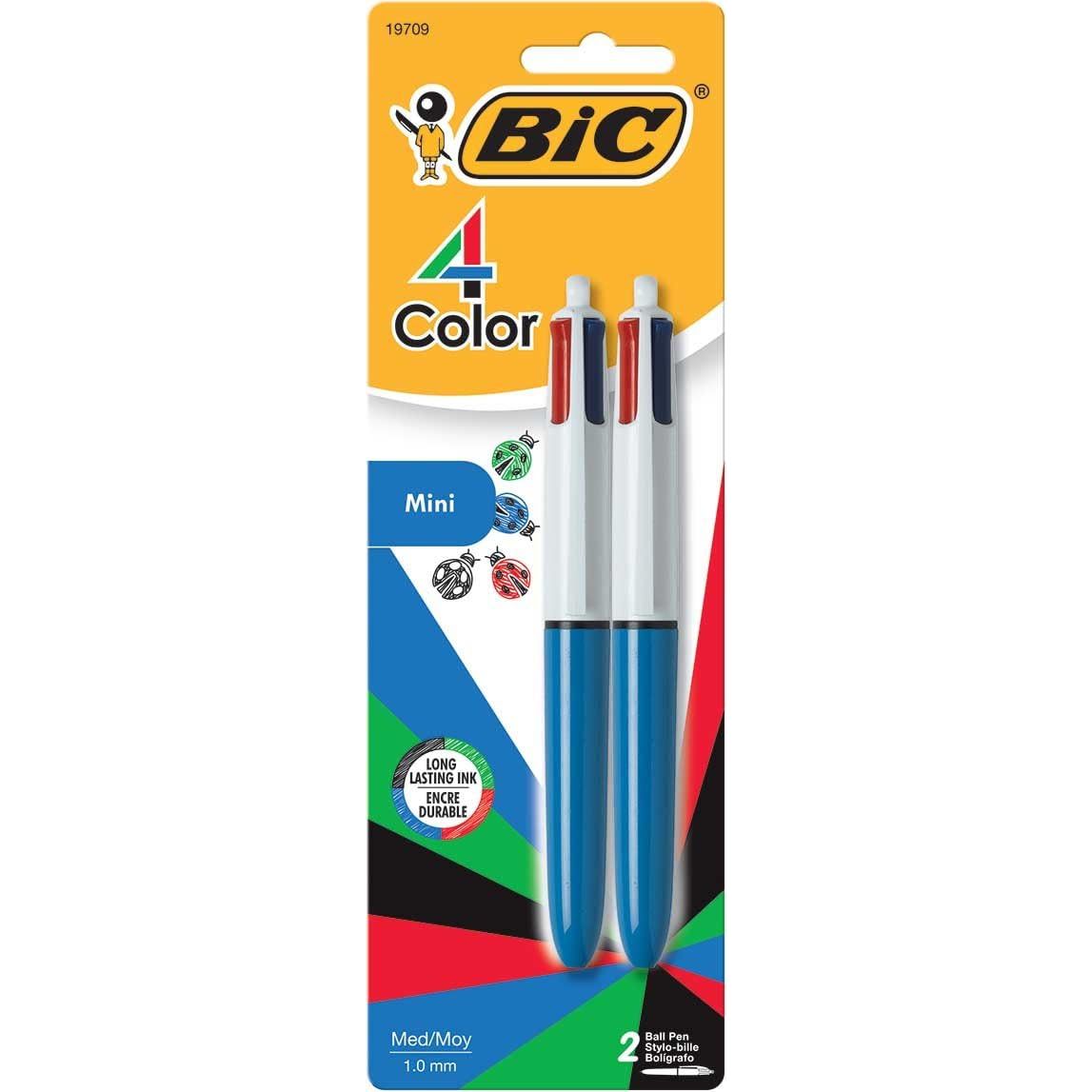 BIC 4-Color Original Retractable Ballpoint Pens with Assorted Ink, 1.0 mm Medium Point, 2-Count Pack