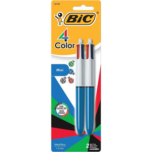 BIC 4-Color Original Retractable Ballpoint Pens with Assorted Ink, 1.0 mm Medium Point, 2-Count Pack