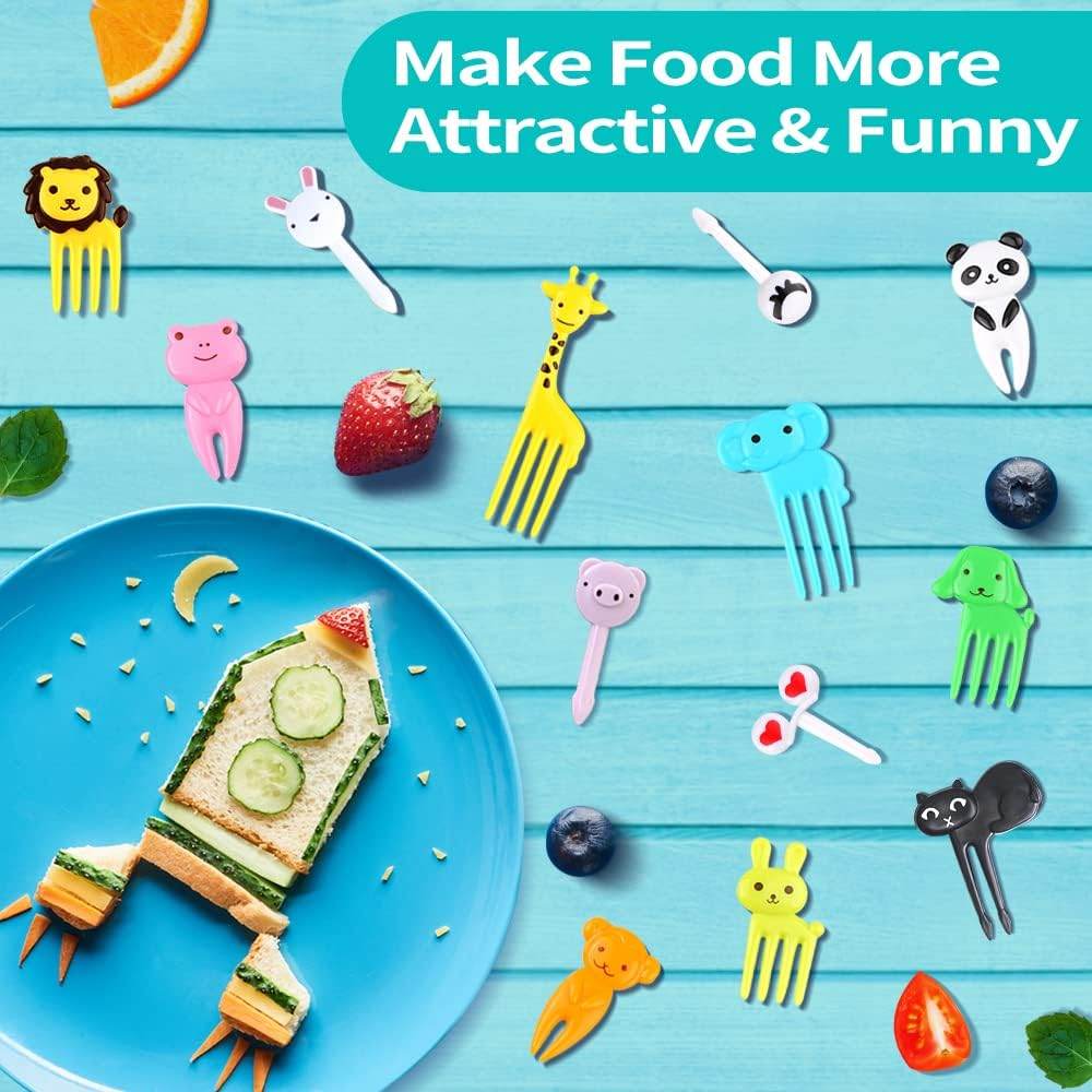 156PCS Animal Food Picks for Kids Bento Box Accessories, FATLODA Fun Kid Food Picks, Cute Fruit Toothpicks for Kids Lunch Accessories, Reusable Lunchbox Pick for Kid Toddler - My Store